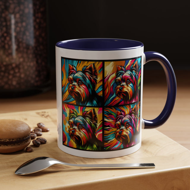Yorkshire Terriers Coffee Cup,4-Panel Pop Art Mug,Yorkie Lover,Yorkie Mom,Yorkie Dad,Dog Lover Gift,Yorkshire Terrier Gift