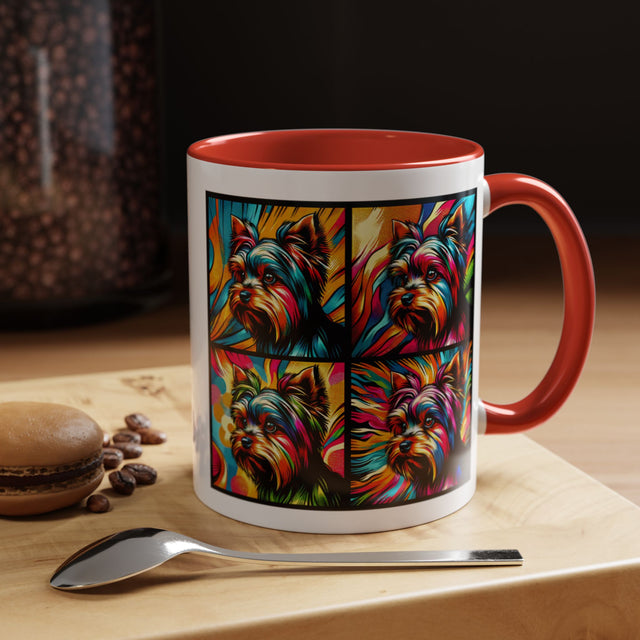 Yorkshire Terriers Coffee Cup,4-Panel Pop Art Mug,Yorkie Lover,Yorkie Mom,Yorkie Dad,Dog Lover Gift,Yorkshire Terrier Gift