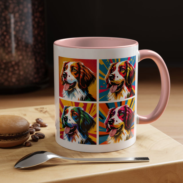 Brittanys Coffee Cup,4-Panel Pop Art Mug,Brittany Lover,Brittany Mom,Brittany Dad,Dog Lover Gift,Brittany Gift