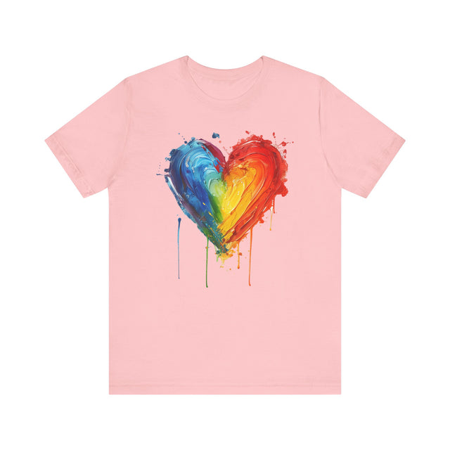 Painted Rainbow Heart T-shirt,Pride Shirt, Gay Pride T shirt, LGBTQ+ Ally Tee, Queer