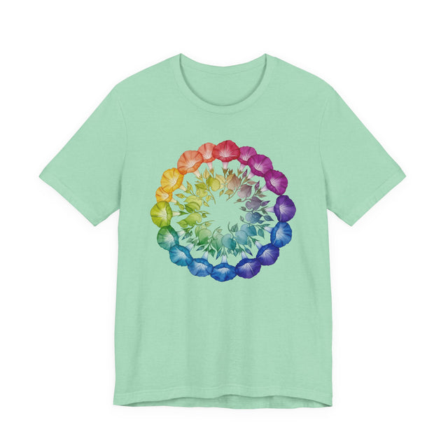 Rainbow Morning Glory Mandala shirt, Flower Shirt,Pride Tee, LGBTQIA, Plant Lover Gift, Gardener T-shirt, Mothers Day Gift, Gift for Her