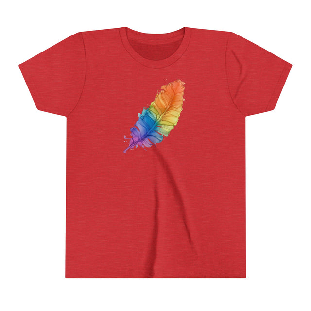 Rainbow Feather T-shirt,Pride Shirt,Bird Lover Top,Rainbow Animals,LGBTQ+ Tee,Queer,Gay,Lesbian,Bisexual,Trans,Youth Size