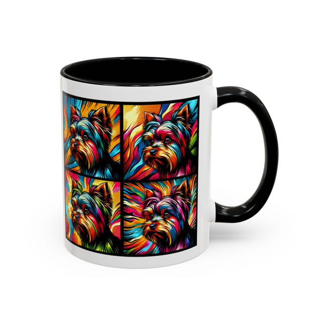 Yorkshire Terriers Coffee Cup,4-Panel Pop Art Mug,Yorkie Lover,Yorkie Mom,Yorkie Dad,Dog Lover Gift,Yorkshire Terrier Gift