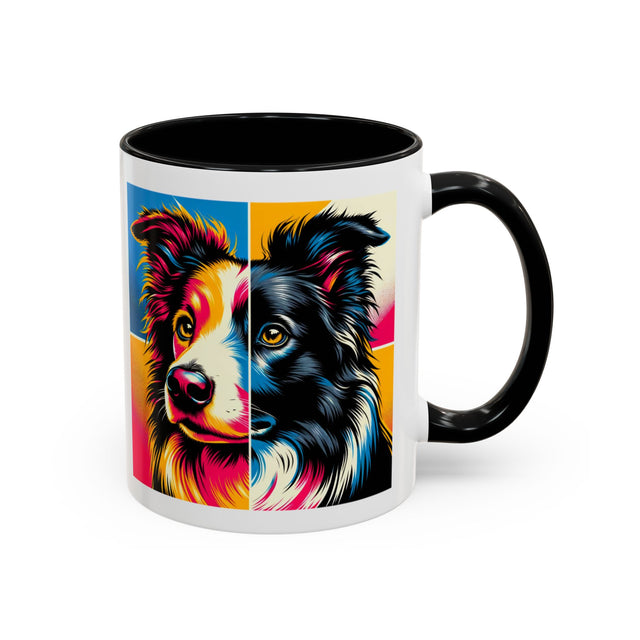 Border Collies Coffee Cup,4-Panel Pop Art Mug,Border Collie Lover,Border Collie Mom,Border Collie Dad,Dog Lover Gift,Border Collie Gift