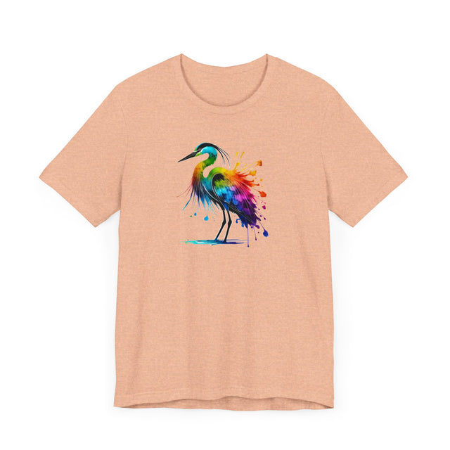 Rainbow Grey Heron Alcohol Ink T-shirt, Pride Shirt,Bird Lover T shirt, LGBTQ+, BGLT, Avian,Gray Heron