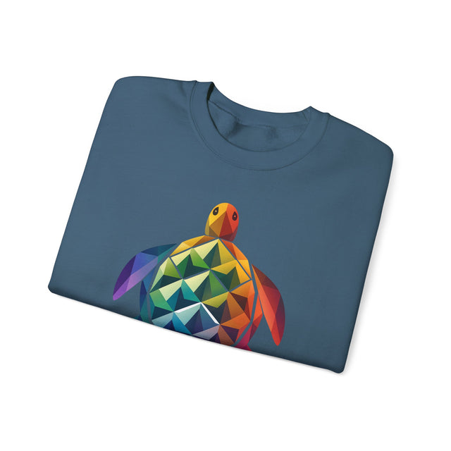 Geometric Rainbow Sea Turtle Sweatshirt, Turtle Lover Gift