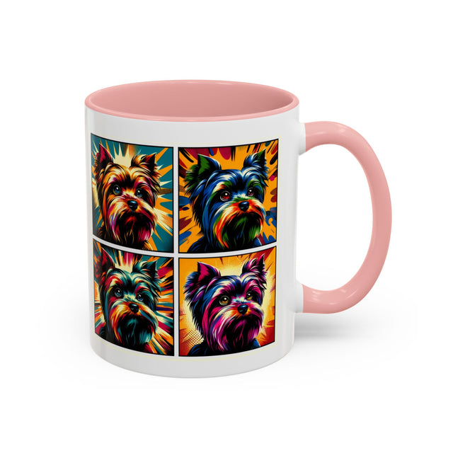 Yorkshire Terriers Coffee Cup,4-Panel Pop Art Mug,Yorkie Lover,Yorkie Mom,Yorkie Dad,Dog Lover Gift,Yorkshire Terrier Gift