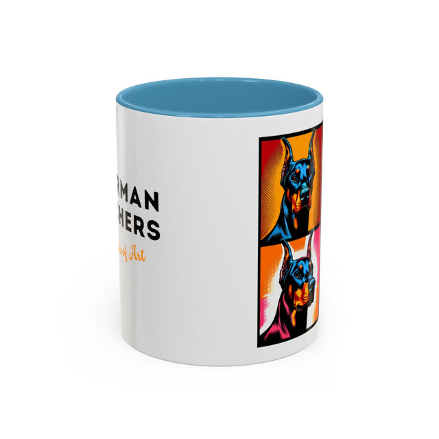 Doberman Pinschers Coffee Cup,4-Panel Pop Art Mug,Doberman Lover,Dobie Mom,Dobe Dad,Dog Lover Gift,Doberman Pinscher Gift