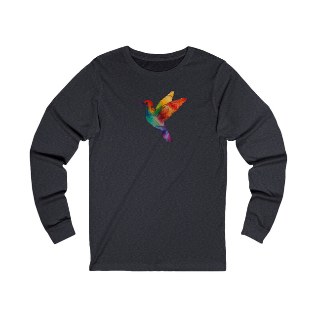 Rainbow Hummingbird Long Sleeve T-shirt,Pride Shirt,Queer Top,Rainbow Animals,LGBTQ+ Tee,Bird Lover Gift,Gay,Lesbian,Bisexual,Trans