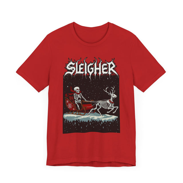 Sleigher Reindeer Skeleton T-shirt, Christmas Shirt