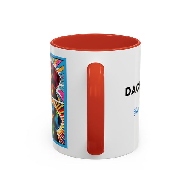 Dachshund Coffee Cup,4-Panel Pop Art Mug,Dachshund Lover,Doxie Mom or Dad,Dog Lover Gift,Wiener Dog,Sausage Dog,Low Rider dog