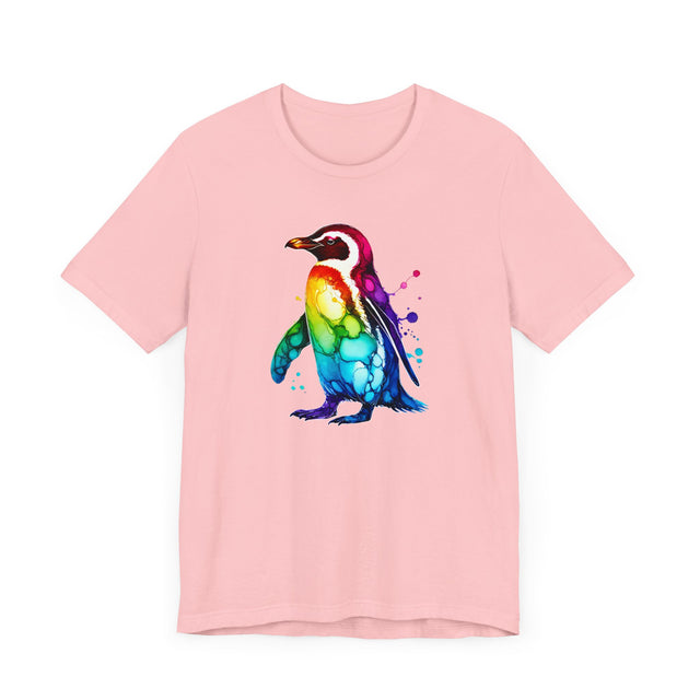 Rainbow Penguin Alcohol Ink T-shirt, Pride Shirt,Bird Lover T shirt, LGBTQ+, BGLT, Avian,Gray Heron