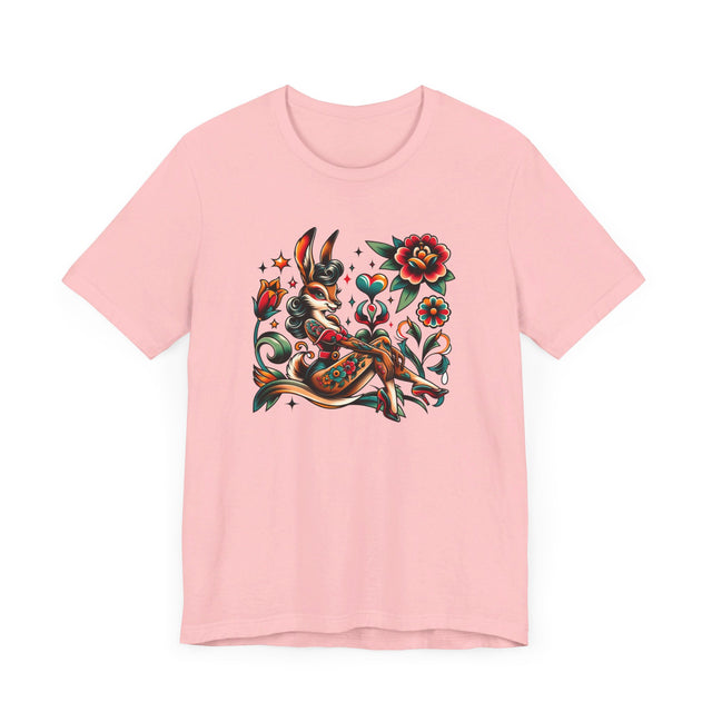 Rockabilly Rabbit Pinup T-shirt, Flash Tattoo Style Shirt