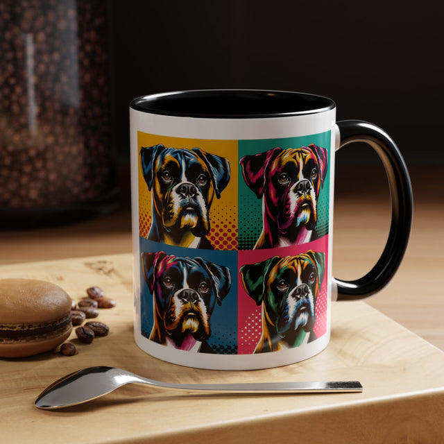 Boxers Coffee Cup,4-Panel Pop Art Mug,Boxer Lover,Boxer Mom,Boxer Dad,Dog Lover Gift,Boxer Gift