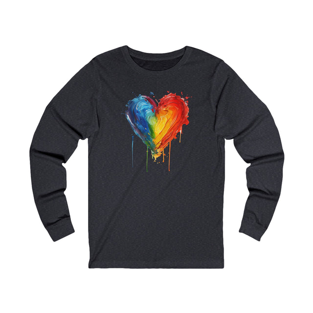 Painted Rainbow Heart long sleeve T-shirt,Pride Shirt,LBGT Heart,Gay Pride T shirt,LGBTQ+ Tee,Queer,Unisex Jersey Long Sleeve Tee