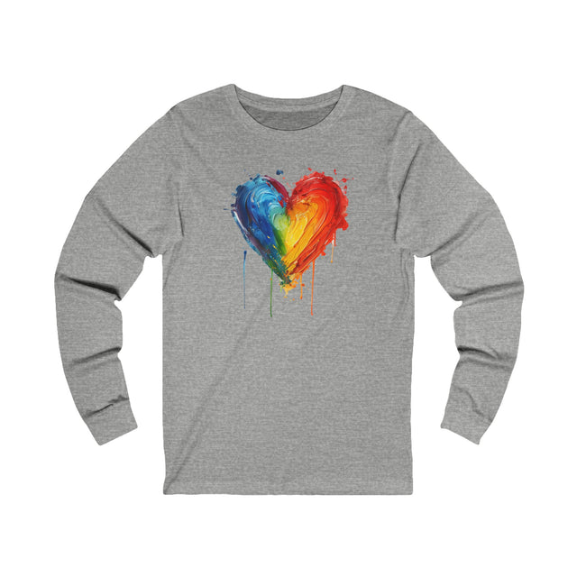 Painted Rainbow Heart long sleeve T-shirt,Pride Shirt,LBGT Heart,Gay Pride T shirt,LGBTQ+ Tee,Queer,Unisex Jersey Long Sleeve Tee