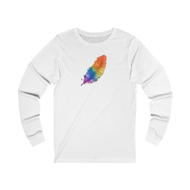 Rainbow Feather Long Sleeve T-shirt,Pride Shirt,Queer Top,Rainbow Animals,LGBTQ+ Tee,Bird Lover Gift,Gay,Lesbian,Bisexual,Trans