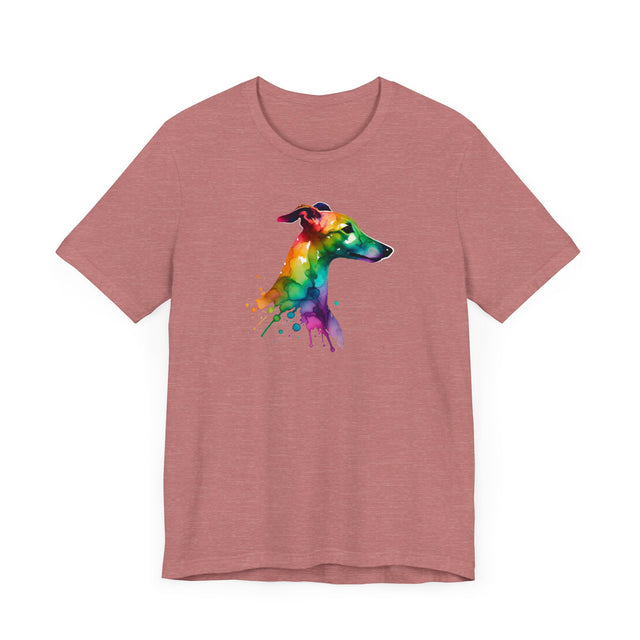 Rainbow Whippet Head T-shirt,Pride Shirt,Dog Lover Top,Rainbow Animals,LGBTQ+ Tee, Whippet owner, Whippet gift