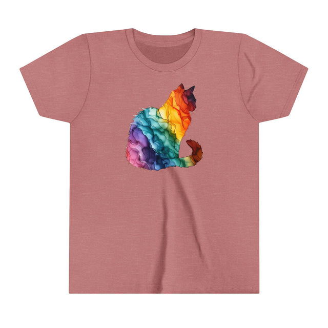 Rainbow Cat T-shirt,Pride Shirt,Cat Lover Top,Rainbow Animals,LGBTQ+ Tee,Queer,Gay,Lesbian,Bisexual,Trans,Feline,Kitten,Kitty,Youth Size