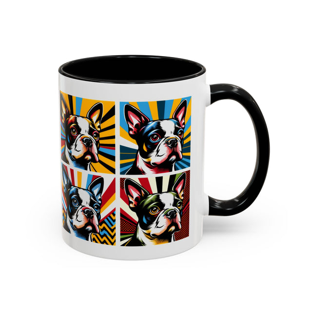 Boston Terrier Coffee Cup,4-Panel Pop Art Mug,Boston Terrier Lover,Boston Terrier Mom