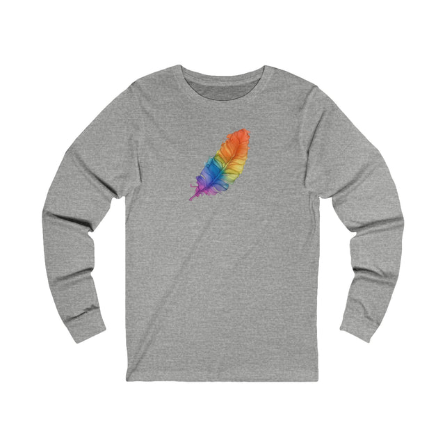 Rainbow Feather Long Sleeve T-shirt,Pride Shirt,Queer Top,Rainbow Animals,LGBTQ+ Tee,Bird Lover Gift,Gay,Lesbian,Bisexual,Trans