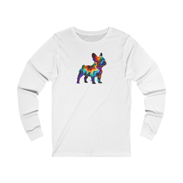Rainbow French Bulldog Long Sleeve T-shirt,Pride Shirt,Dog Lover Top,Rainbow Animals,LGBTQ+ Tee,Frenchie Owner