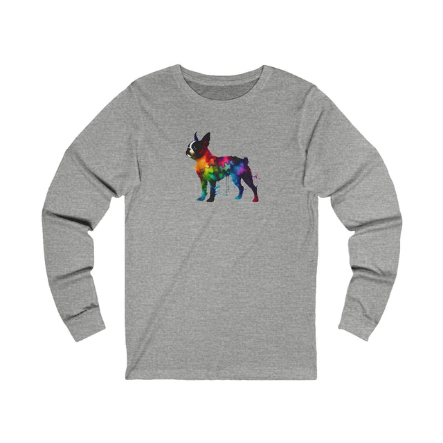 Rainbow Boston Terrier Long Sleeve T-shirt,Pride Shirt,Dog Lover Top,Rainbow Animals,LGBTQ+ Tee, Boston Terrier Owner