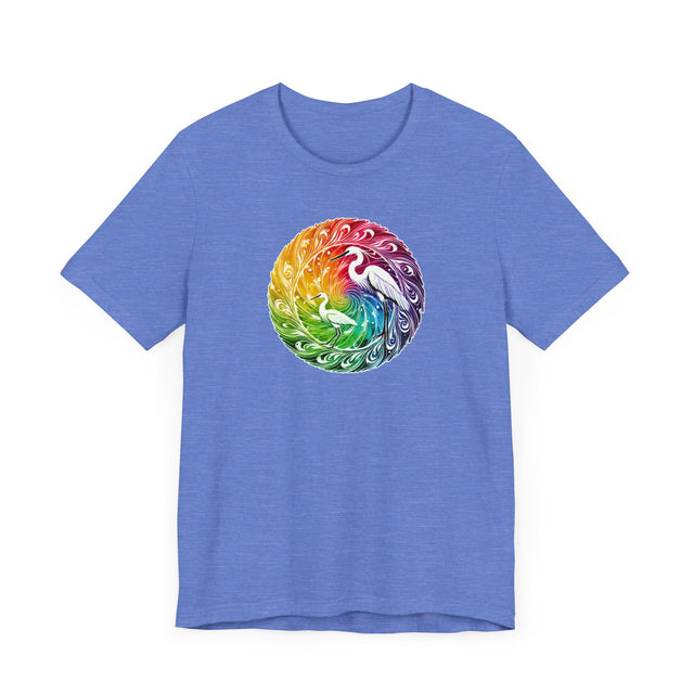 Rainbow Egret Spiral Mandala T-shirt, Bird Lover T shirt, LGBTQ+, BGLT,Pride Shirt