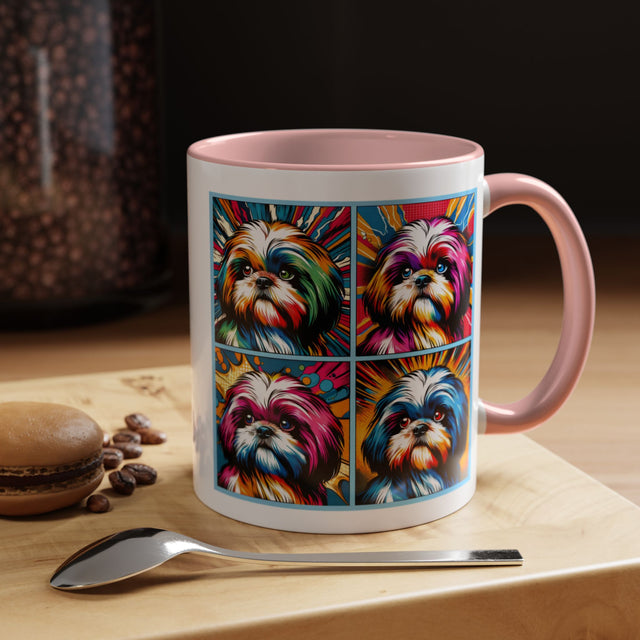 Shih Tzus Coffee Cup,4-Panel Pop Art Mug,Shih Tzu Lover,Shih Tzu Mom,Shih Tzu Dad,Dog Lover Gift,Shih Tzu Gift