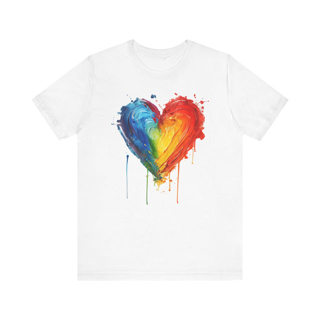 Painted Rainbow Heart T-shirt,Pride Shirt, Gay Pride T shirt, LGBTQ+ Ally Tee, Queer