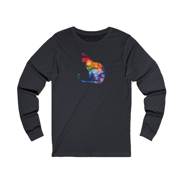 Rainbow Cat Long Sleeve T-shirt,Pride Shirt,Queer Top,Rainbow Animals,LGBTQ+ Tee,Cat Lover Gift,Gay,Lesbian,Bisexual,Trans,Feline,Kitten,Kitty