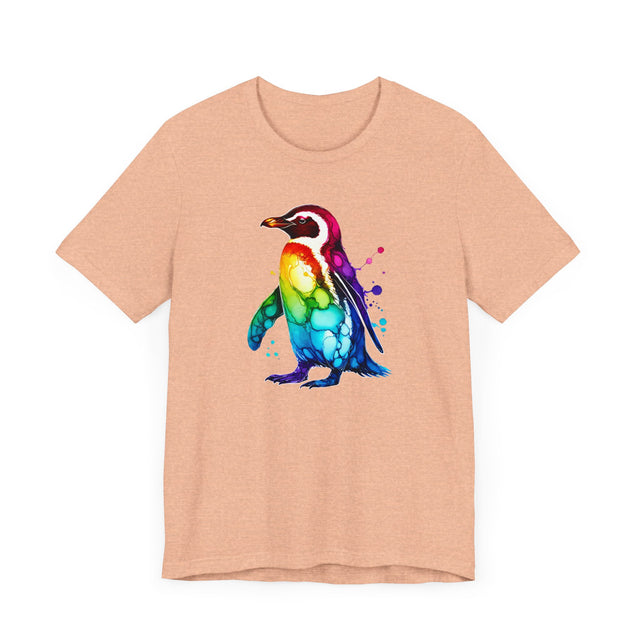 Rainbow Penguin Alcohol Ink T-shirt, Pride Shirt,Bird Lover T shirt, LGBTQ+, BGLT, Avian,Gray Heron
