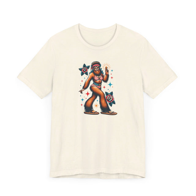 Hippy Chick Bigfoot T-shirt, Flash Tattoo Style Shirt