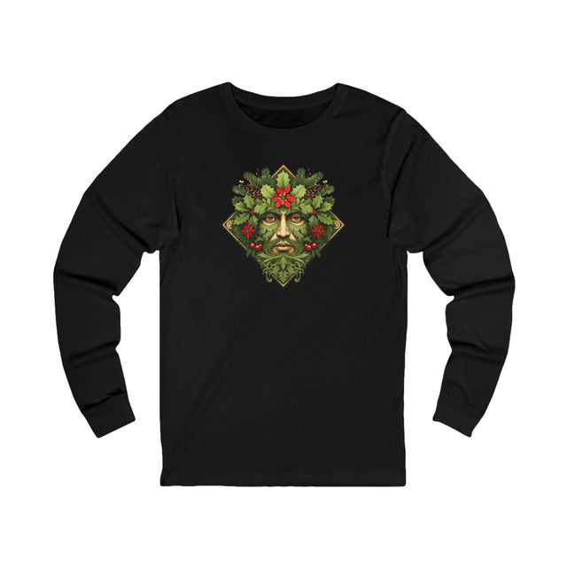 Green Man Diamond Christmas Tee, Winter T-shirt, Long sleeve