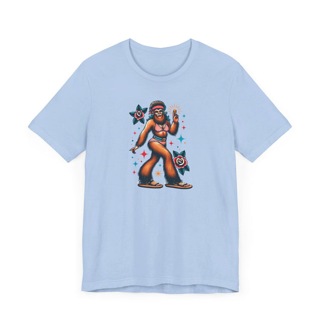 Hippy Chick Bigfoot T-shirt, Flash Tattoo Style Shirt