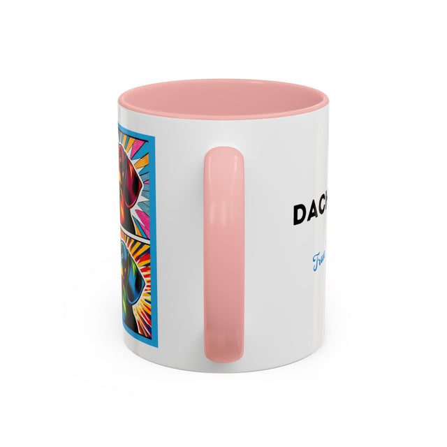 Dachshund Coffee Cup,4-Panel Pop Art Mug,Dachshund Lover,Doxie Mom or Dad,Dog Lover Gift,Wiener Dog,Sausage Dog,Low Rider dog