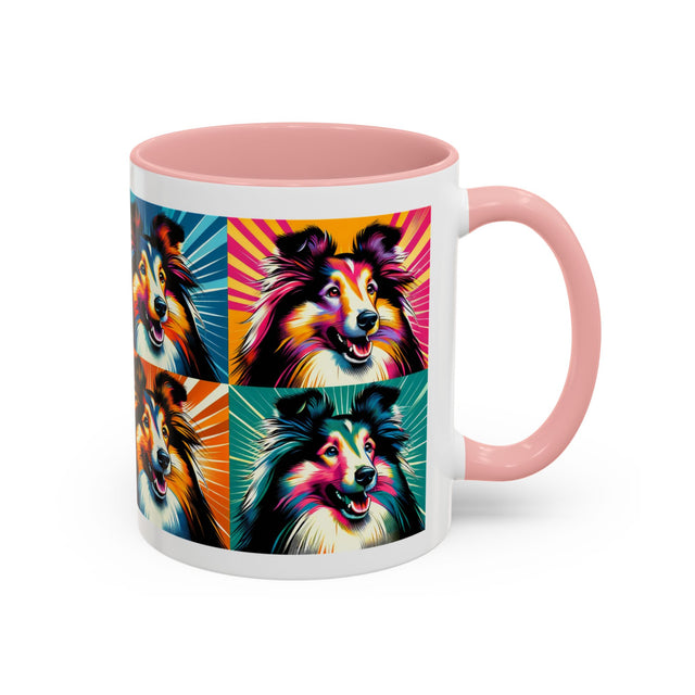 Shetland Sheepdogs Coffee Cup,4-Panel Pop Art Mug,Toy Collie Lover,Sheltie Mom,Sheltie Dad,Dog Lover Gift,Shetland Sheepdog Gift