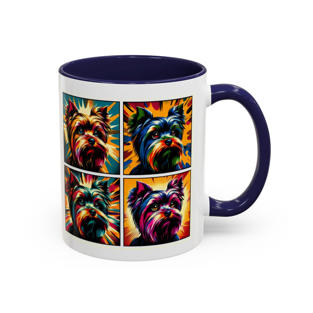 Yorkshire Terriers Coffee Cup,4-Panel Pop Art Mug,Yorkie Lover,Yorkie Mom,Yorkie Dad,Dog Lover Gift,Yorkshire Terrier Gift