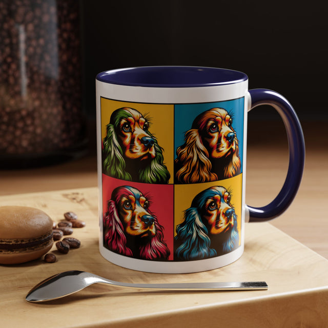 Cocker Spaniels Coffee Cup,4-Panel Pop Art Mug,Cocker Lover,Cocker Mom,Cocker Dad,Dog Lover Gift,Cocker Spaniel Gift
