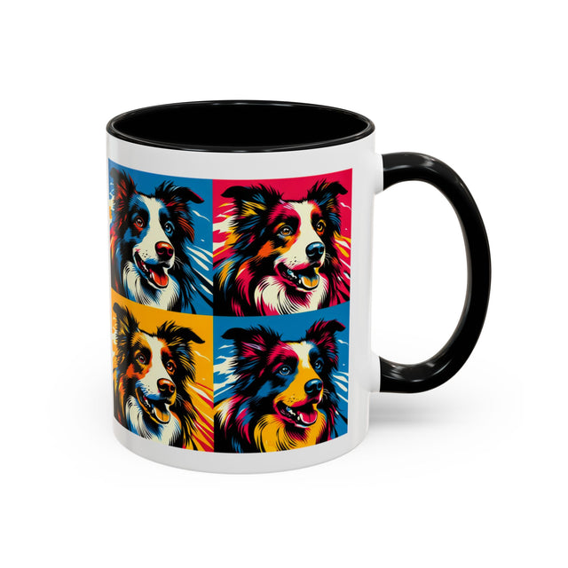 Border Collies Coffee Cup,4-Panel Pop Art Mug,Border Collie Lover,Border Collie Mom,Border Collie Dad,Dog Lover Gift,Border Collie Gift