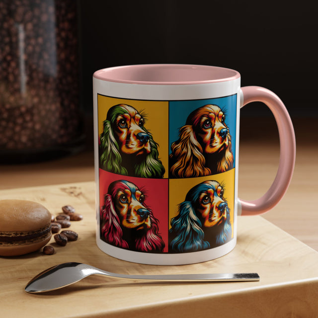 Cocker Spaniels Coffee Cup,4-Panel Pop Art Mug,Cocker Lover,Cocker Mom,Cocker Dad,Dog Lover Gift,Cocker Spaniel Gift
