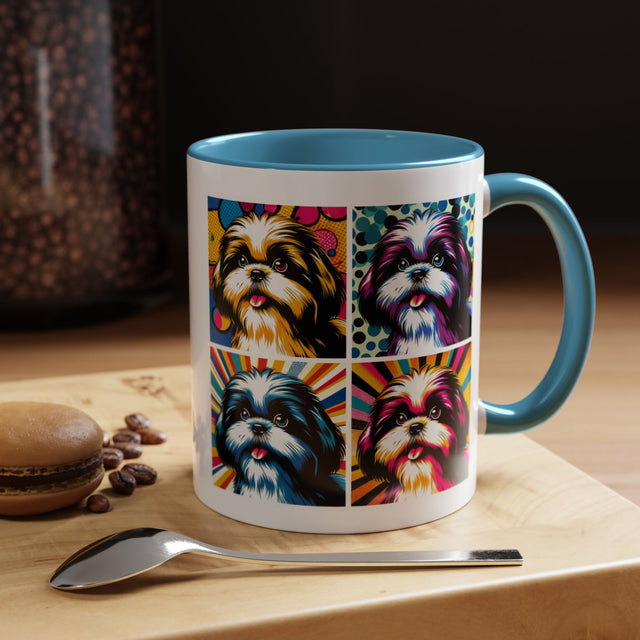 Shih Tzus Coffee Cup,4-Panel Pop Art Mug,Shih Tzu Lover,Shih Tzu Mom,Shih Tzu Dad,Dog Lover Gift,Shih Tzu Gift