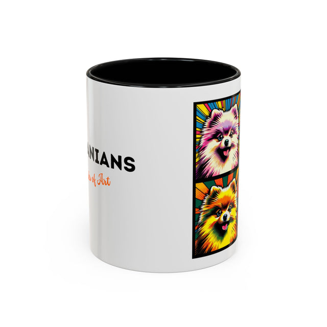 Pomeranians Coffee Cup,4-Panel Pop Art Mug,Pomeranian Lover,Pom Mom,Pom Pom Dad,Dog Lover Gift,Pomeranian Gift