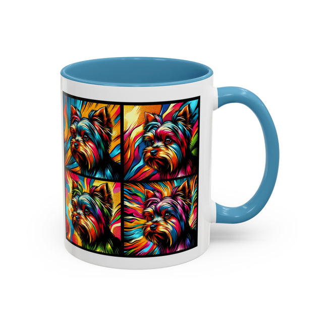 Yorkshire Terriers Coffee Cup,4-Panel Pop Art Mug,Yorkie Lover,Yorkie Mom,Yorkie Dad,Dog Lover Gift,Yorkshire Terrier Gift