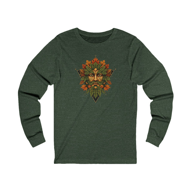 Green Man Fall Triangle Tee, Autumn T-shirt, Long sleeve