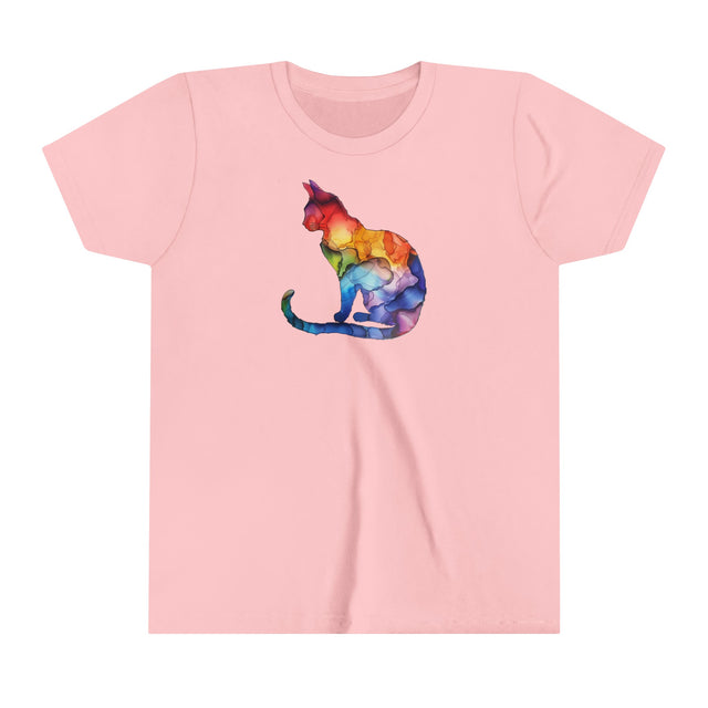 Rainbow Cat T-shirt,Pride Shirt,Pride Parade Top,Rainbow Animals,LGBTQ+ Tee,Nonbinary,Gay,Lesbian,Bisexual,Trans,BGLT,LBGT,Feline,Kitten,Kitty,Youth Size