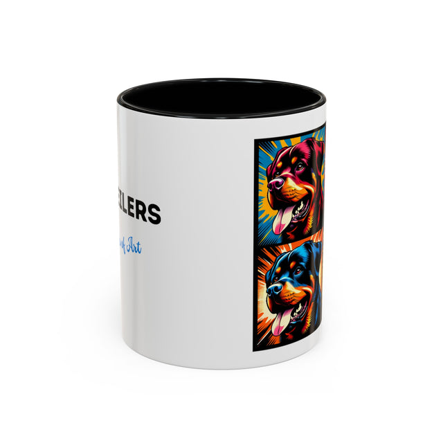 Rottweiler Coffee Cup,4-Panel Pop Art Mug,Rottweiler Lover,Rottie Mom,Rottie Dad,Dog Lover Gift,Rottweiler Gift,Butchers Dog