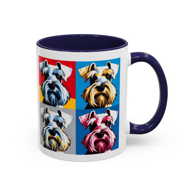 White Miniature Schnauzer Coffee Cup,4-Panel Pop Art Mug,Miniature Schnauzer Lover,Mini Schnauzer Mom,Mini Schnauzer Dad,Dog Lover Gift