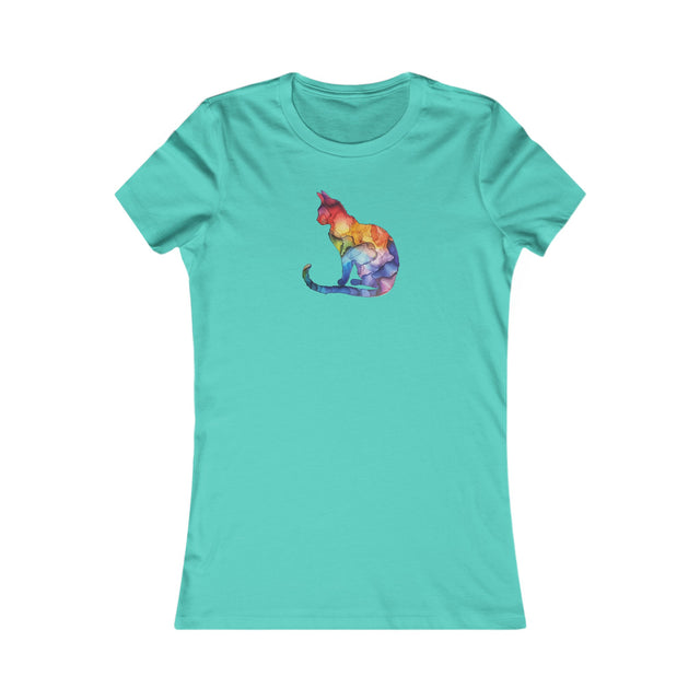 Rainbow Cat T-shirt,Pride Shirt,Pride Parade Top,Rainbow Animals,LGBTQ+ Tee,Nonbinary,Gay,Lesbian,Bisexual,Trans,BGLT,LBGT,Feline,Kitten,Kitty,Women's Favorite Tee