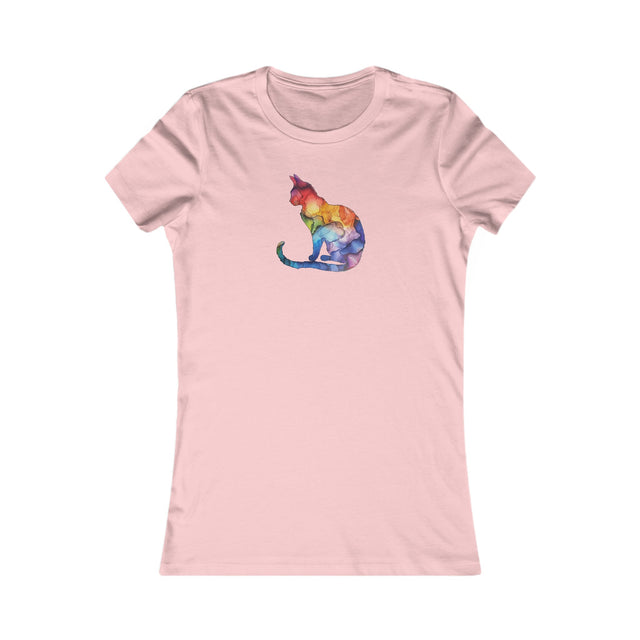 Rainbow Cat T-shirt,Pride Shirt,Pride Parade Top,Rainbow Animals,LGBTQ+ Tee,Nonbinary,Gay,Lesbian,Bisexual,Trans,BGLT,LBGT,Feline,Kitten,Kitty,Women's Favorite Tee